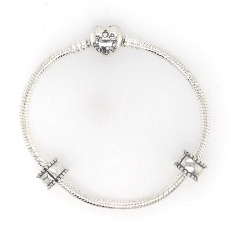 NEW PANDORA USB795219 SILVER ICONIC HEART BRACELET SET SIZE 7.5